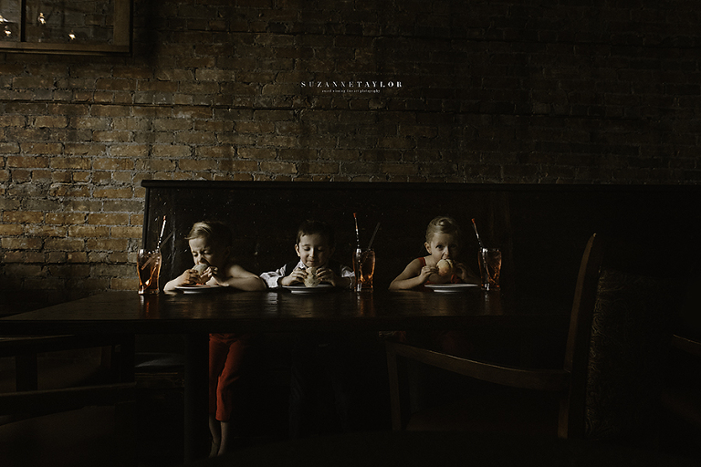 Lacombe photographer Suzanne Taylor Photography captured these three triplets at Sweet Capone's in Lacombe, AB